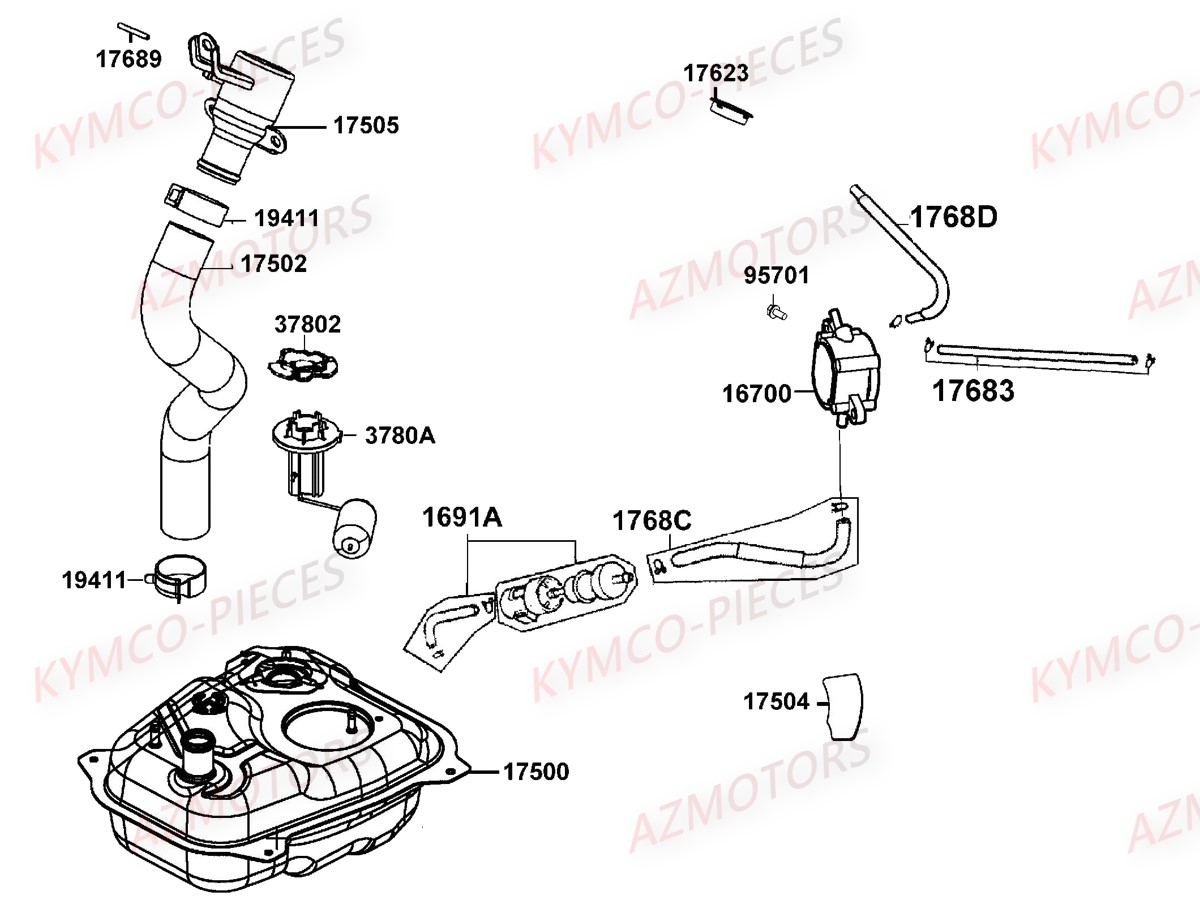 Robinet De Carburant 2EXTREME Pour Kymco - Compatible Agility, DJ 50 S, Filly 50, Like 50 4T